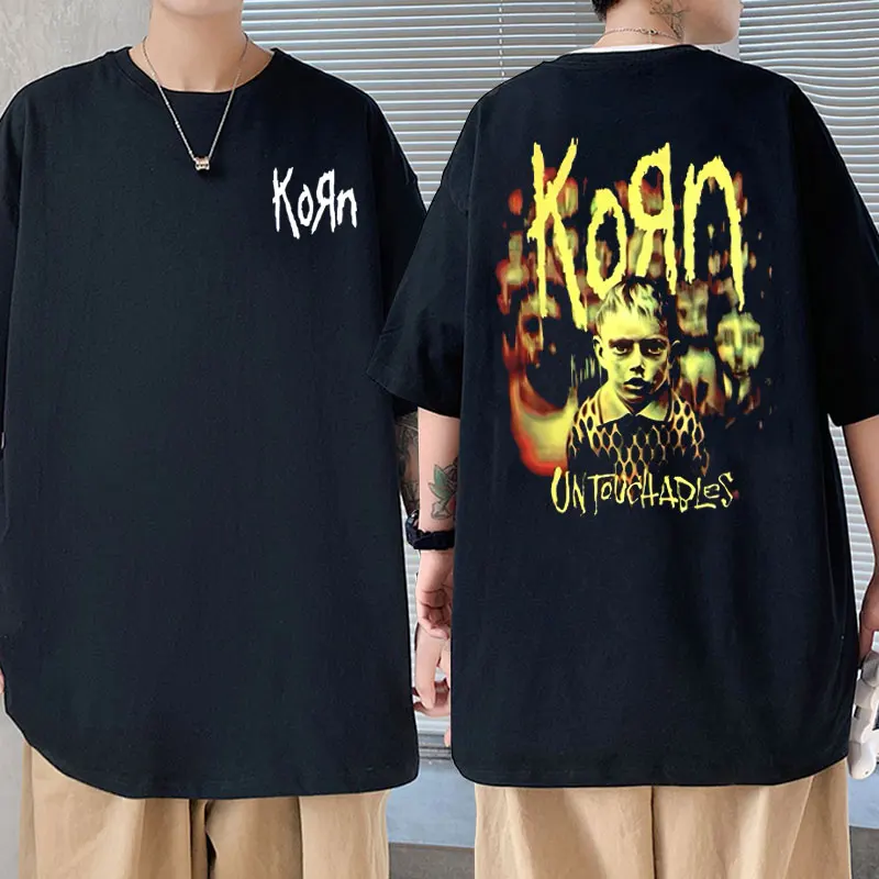 

Rock Band Korn Untouchables Double Sided Print T Shirt Men Women Harajuku Oversized T-shirts Unisex Punk Vintage Gothic Tshirt