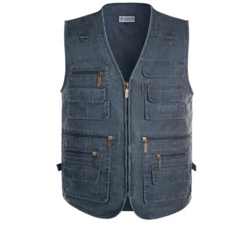 Heren multi-pocket losse grote maat vest, Heren casual outdoor werk vissen reizen foto vest jas, Casual mouwloos jack Grote maten slim fit bovenkleding (Color : Black, Size : 6XL