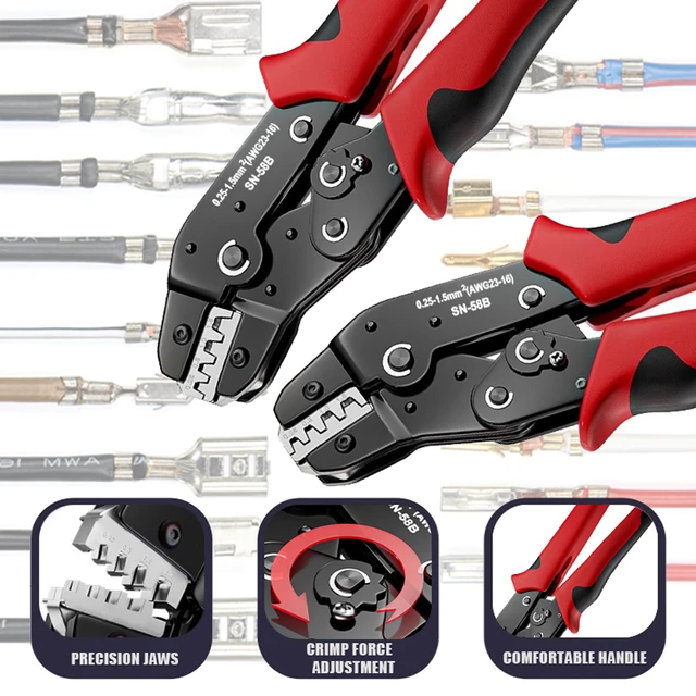 Ratcheting Crimping Tool Set For Dupont JST MOLEX Open Barrel,Dupont Molex JST TE Terminals & EPC PCIE SATA Pins SN-58B 2