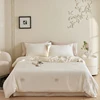 Lyocell Bamboo Fiber Silky Cool Feeling Sleeping Naked Bedding Set Rose Flowers Embroidery Duvet Cover Bed Sheet Set Pillowcases 4