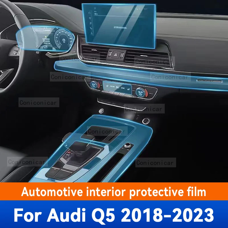 For Audi Q5 2018-2023 2022 Sprotback Car Multimedia Screen Center Gear Panel Transparent TPU Automotive Interior Protective Film lsrtw2017 tpu transparent car gear panel interior protective film central control sticker for bmw 5 series f10 f07 g30 g31 520d