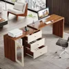 Computer Desk L Shaped with Drawers, Modern Corner Home Office Desk with Reversible Storage Cabinet, Long Study Writing Desk 4