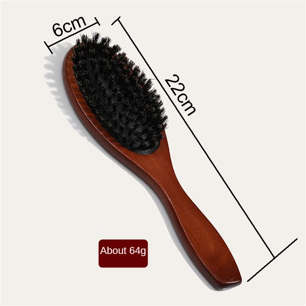 천연 멧돼지 강모 헤어 브러시, 정전기 방지, 두피 패들 브러시, 너도밤나무 나무 손잡이, 마사지 빗