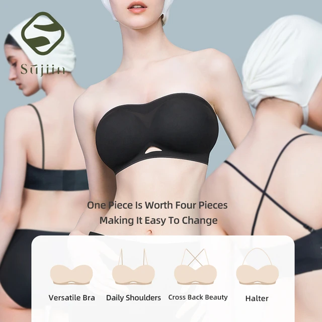 Sujiin Multiway Strapless Bra for Women Seamless Underwear Female Small  Chest Non-slip 1/2 Cup Push Up Invisible Bra Bralette - AliExpress