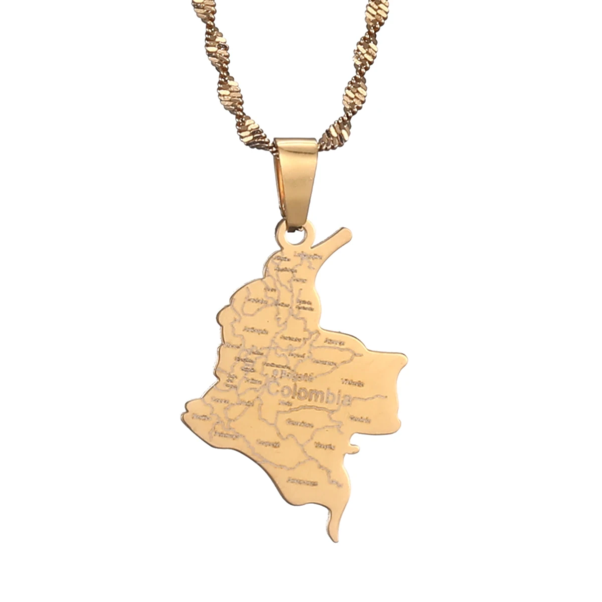 Colombia Pendant Chain for Women Girls Stainless Steel Country Map Jewelry Colombia 4