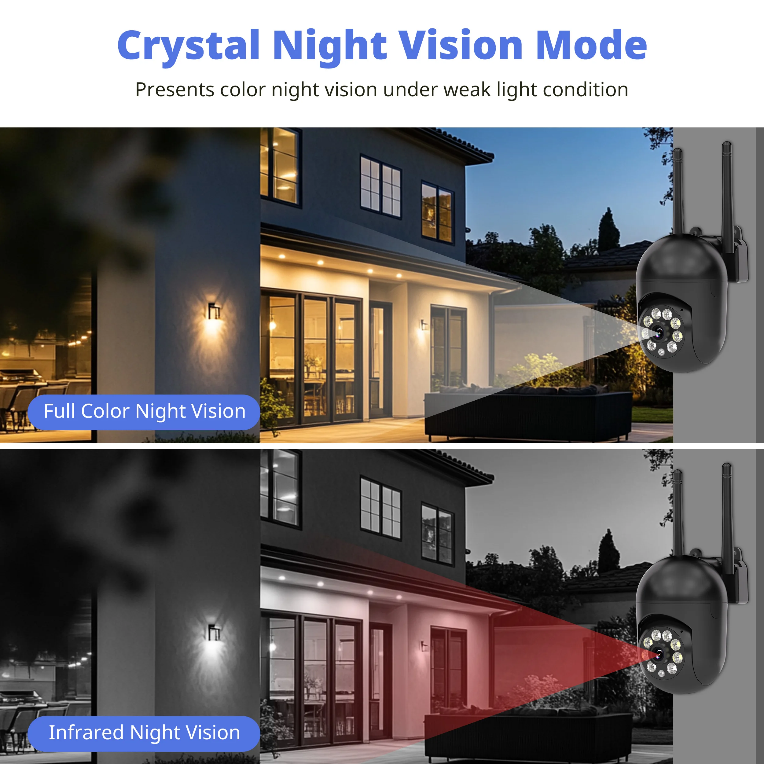 Ease Life App Black Upgraded WiFi Surveillance Camera Color Night Vision Motion Tracking Indoor Outdoor Security Monitor Camera 5