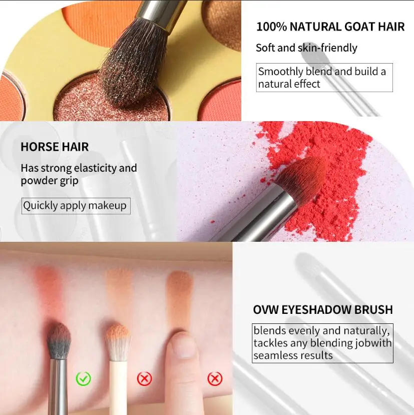 OVW Point Shader Eye Brush Set Horse Hair Tapered Smudge Crease Blending  Eyeshadow Brushes Makeup Set brochas de maquillaje 4pcs - AliExpress