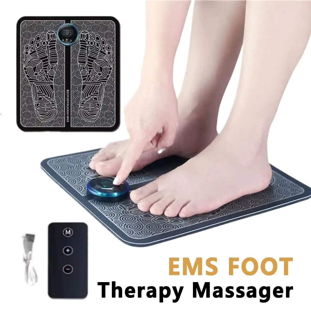 EMSFoot Massager Levels Muscle Massage Electric Stimulation Relaxation Pad Remote Control Lightweight For Home Fitness