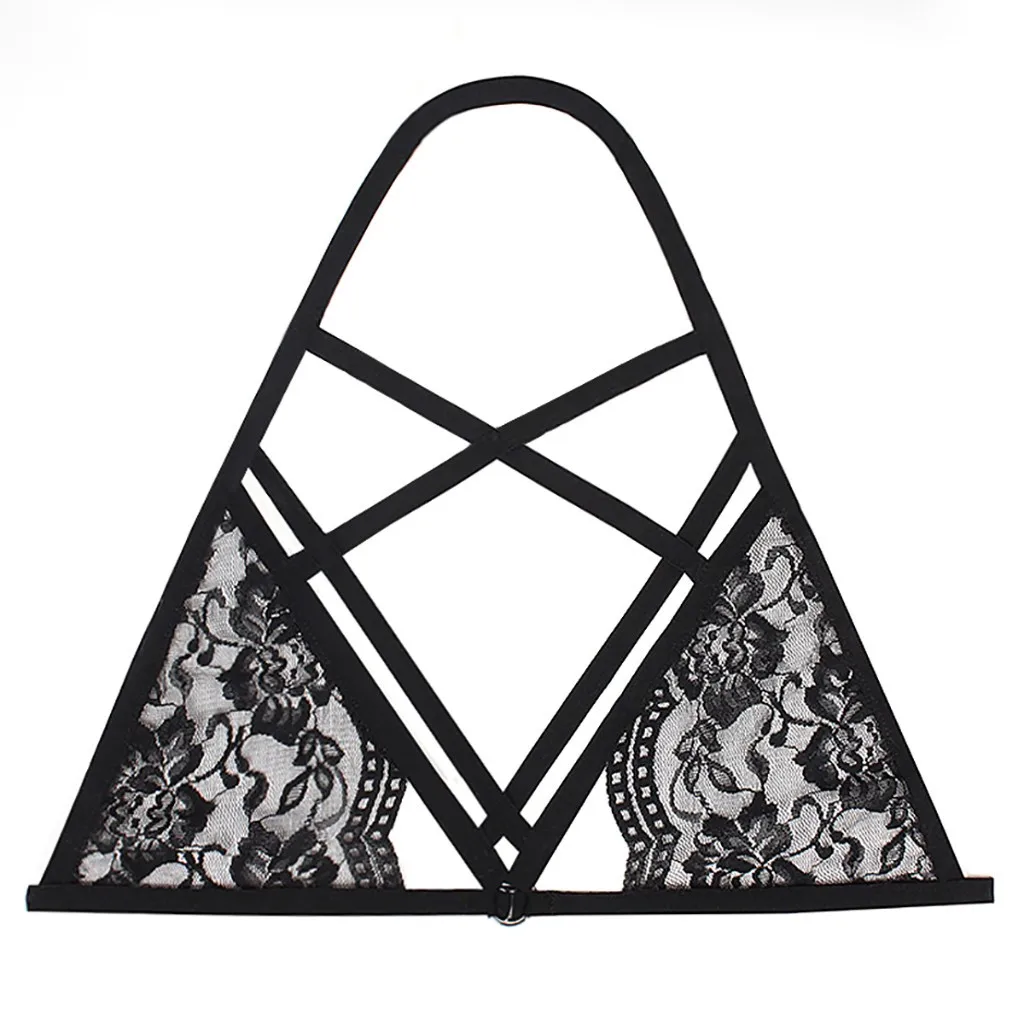 Erotic Lingerie Women Strapless Bras Sexy Bandage Bras Binding Sraps Lingerie Breathable Sexuable Black Cupless Bra Hollow Elastic Cage Bra Bandage Strappy