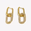 E.B.belle Luxurious Combination Zircon Earrings Waterproof 316L Stainless Steel Jewelry 18K Gold Plated Gift