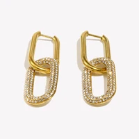 E.B.belle Luxurious Combination Zircon Earrings Waterproof 316L Stainless Steel Jewelry 18K Gold Plated Gift