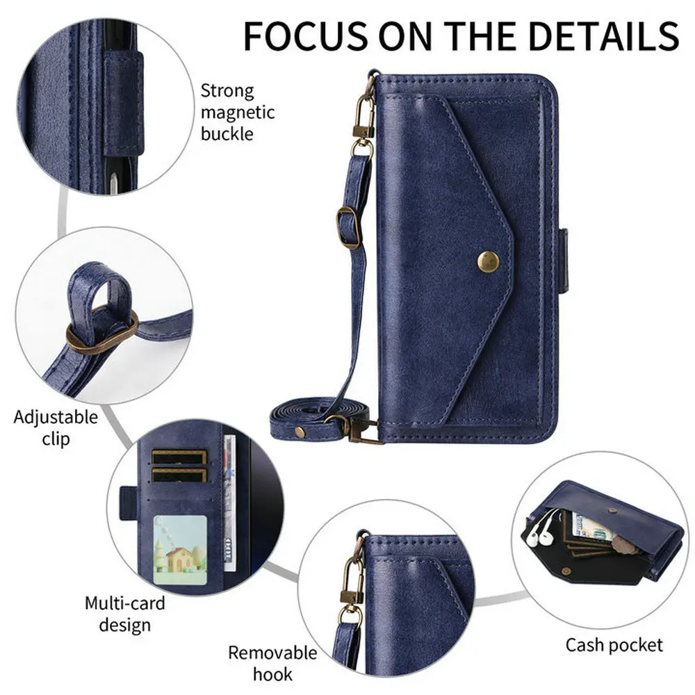Luxury Crossbody Leather Wallet Magnet Flip Case