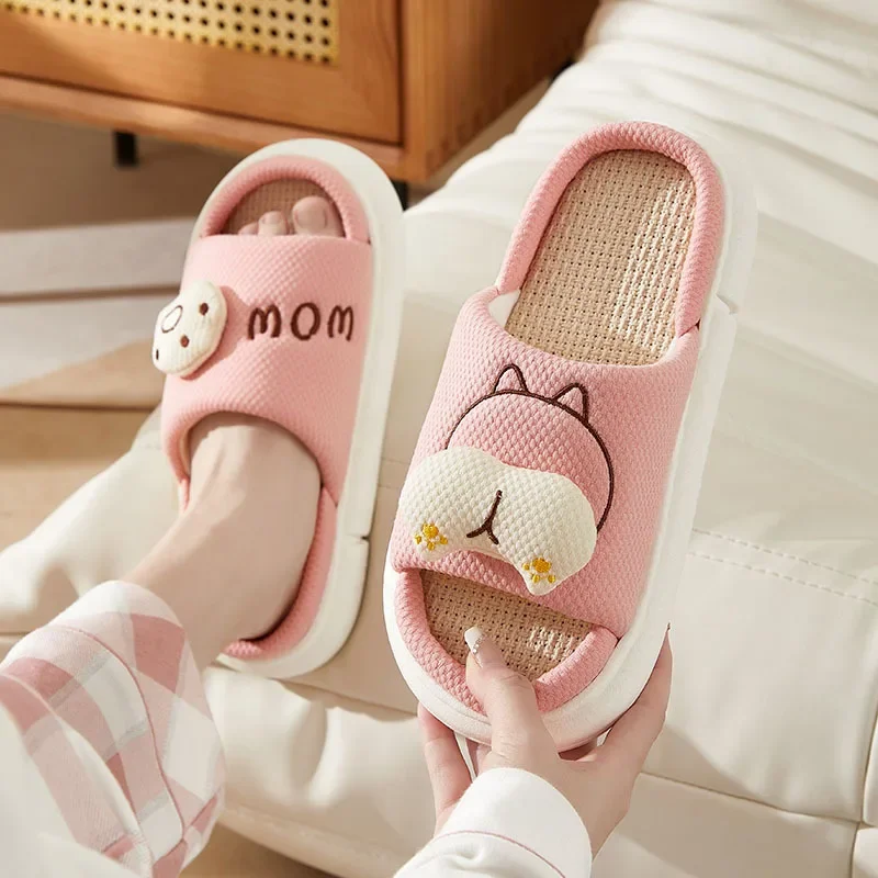 

0214 Spring and Summer New Products Cute Cartoon Cat PAWS Couple Men and Women Home Linen Slippers