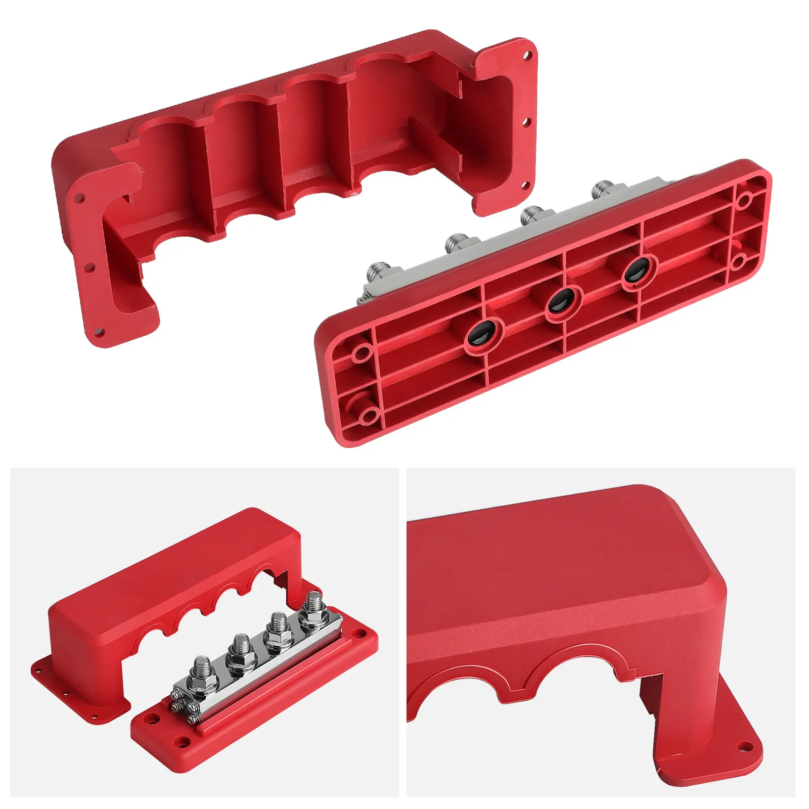 M10 Auto-Klemmenblock, negativer Bus, 24 V, 600 A, Klemmenblock, 3/8 Zoll Stromverteilerblock, M10-Terminal-Bus für Kfz-Boot – Detail 5