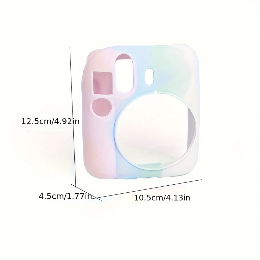1 Set of Camera Silicone Case + Purple Shoulder Strap for Instax Mini 12 Camera, Light Gradient Color (Camera Not Included)