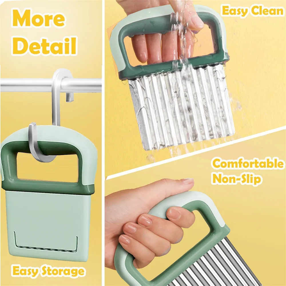 Stainless Steel Potato Chip Slicer Dough Vegetable Fruit Crinkle Wavy Kitchen Knife Cutter Chopper French Fry Maker Tools