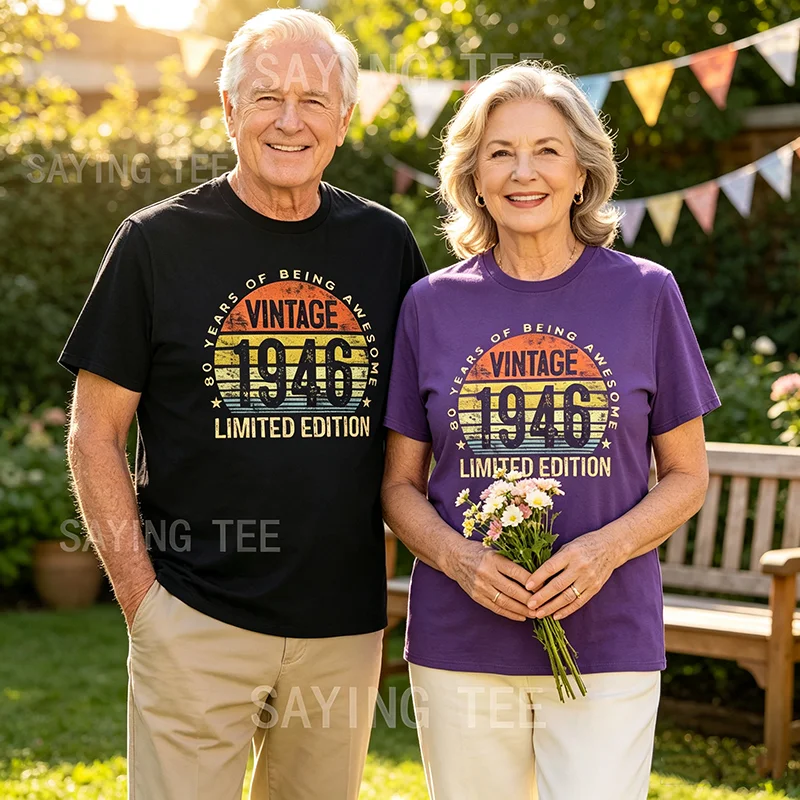 Vintage 1946 Limited Edition 80-Jähriges Geschenk zum 80. Geburtstag, tolles T-Shirt für Opa, Oma, Geburtstagsgeschenk, modisches T-Shirt mit Spruch