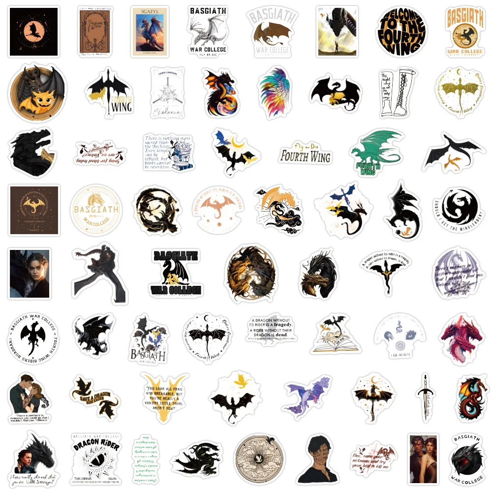 10/30/60/120PCS Cool Fourth Wing Anime Cartoon Stickers DIY Waterproof Phone Laptop Skateboard Luggage Guitar Joke Sticker Gift