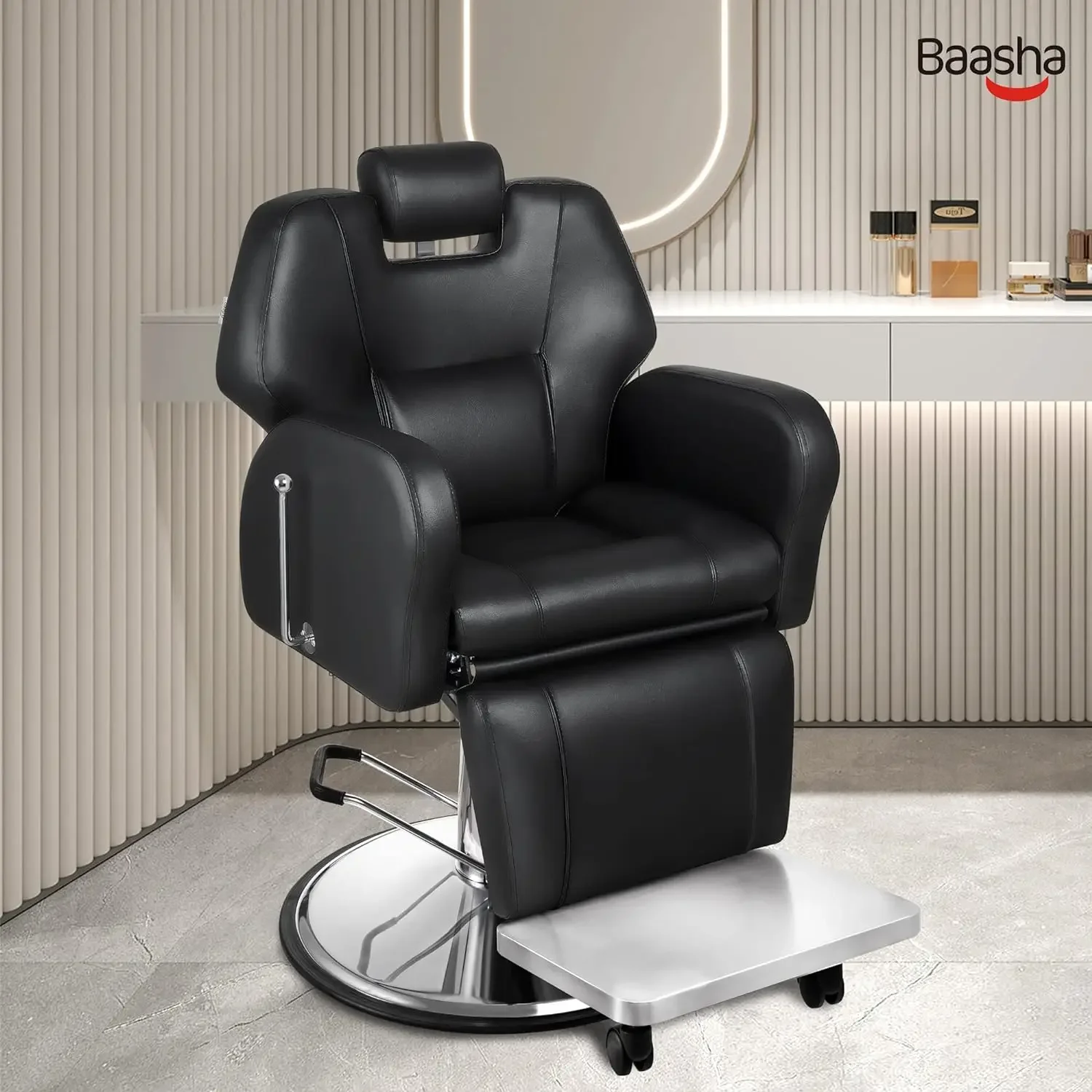 

Barber Chair, Reclining Salon Chair for Hair Stylist, All-Purpose Hair Chair with Heavy-Duty Steel Frame