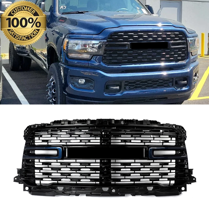Patriot Blue Pearl Front Grille Compatible with 2019-2024 RAM Big Horn Style Front Bumper Upper Grills Assembly