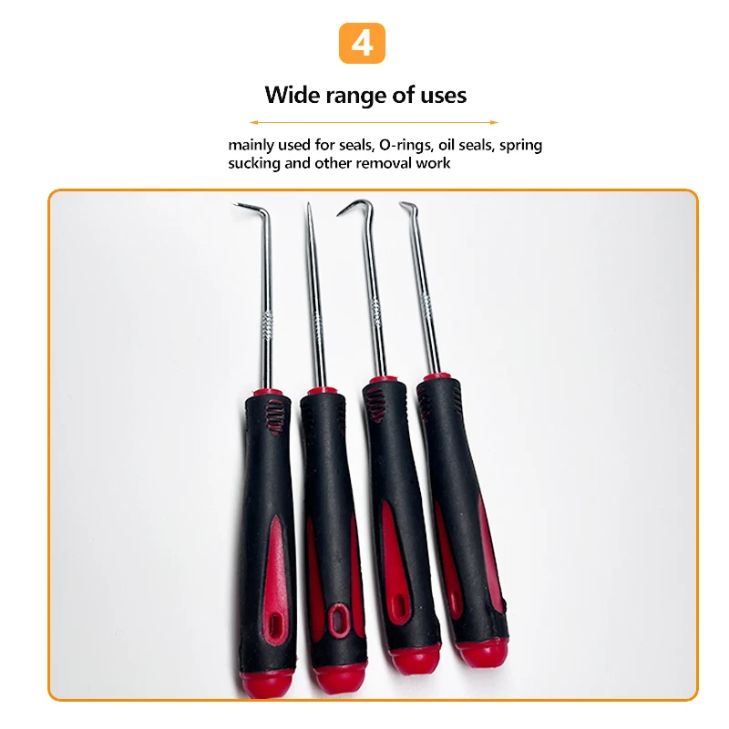 4Pcs Car Auto Vehicle Oil Seal Screwdrivers Set O-Ring Seal Gasket Puller Remover Pick Hooks Tools
