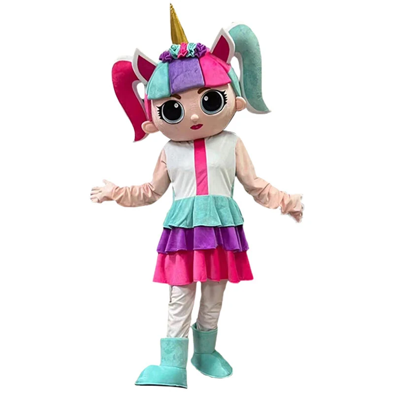 

Adult Cute Unicorn Doll Girl Mascot Costume Cartoon Character Outfit Major Event Advertisement for Birthday Gift Cosplay Party