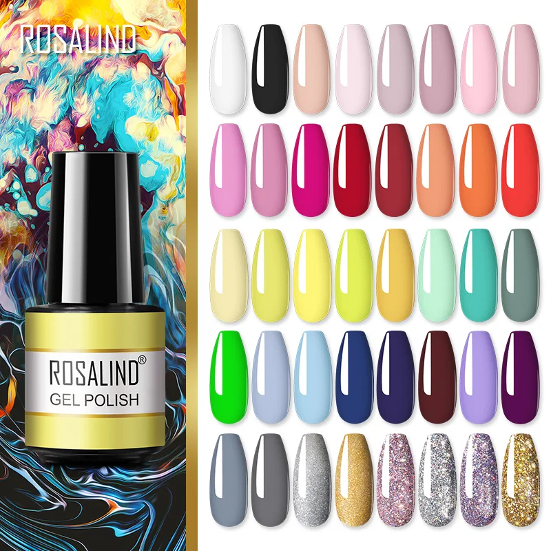 Nail Polish ROSALIND Gel Nail Polish UV Base Top Coat Soff Off Stamping Polish All For Art Manicure Semi Permanant Gel Nail ping
