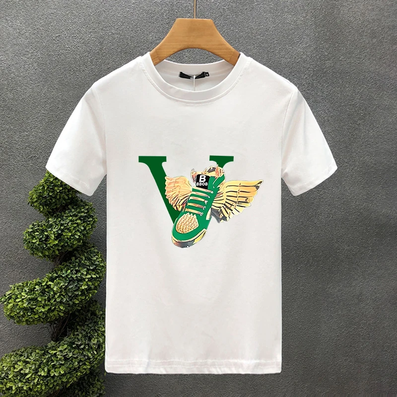Marke Schuh 100 % Baumwolle Hohe Qualität Druck Paar Tees Sommer Haruku Für Männer/Frauen Kurzarm T-shirt Asiatische größe_voghion.com