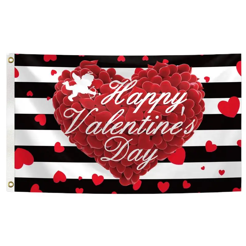 

35x59 Inch Double Sided Valentines Day Flag Hanging Outdoor Sign Valentines Day Home Balcony Patio Garden Decoration Banners