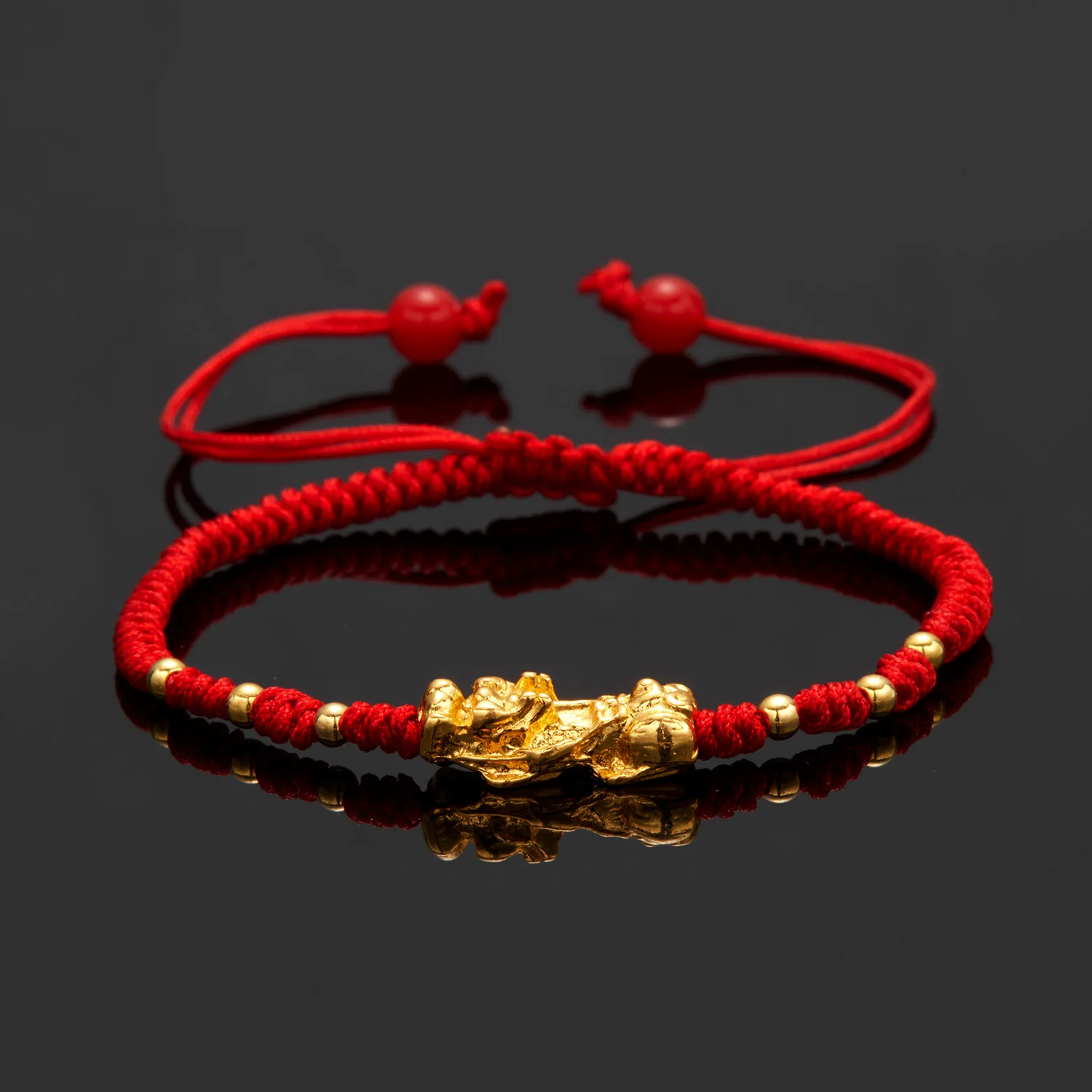 Handmade Geflochtene Glück Rot Schwarz Seil Gold Farbe Pixiu Armbänder für Liebhaber Buddhistischen Glück Knoten Armband Gesundheit Armband Schmuck – Detail 27
