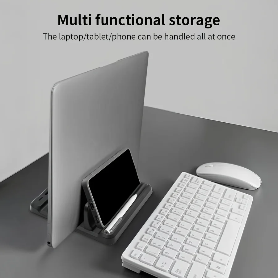 수직형 노트북 스탠드 플라스틱 휴대용 맥북/태블릿/휴대폰 거치대 범용 수납 랙 노트북 도크 공간 절약 액세서리