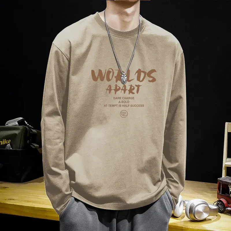 thumbnail image 1 of Sudadera con cuello redondo para hombre, camiseta de capa base para hombre, ropa holgada de primavera Y2k, ropa de calle japonesa, camiseta informal de una pieza, 1 of 4