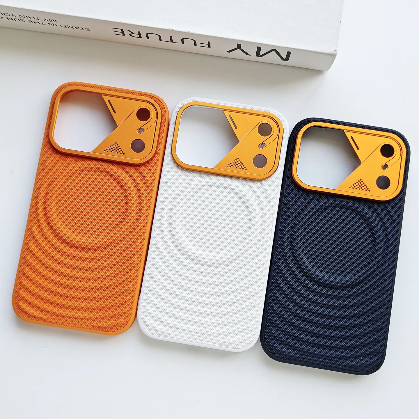 Luxury Wave Magnetic Leather Case with Wireless Charging Support