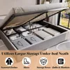 Lift Up Storage Bed Queen Size Linen Upholstered Platform Bed Frame, No Box Spring Needed, Mattresses 6