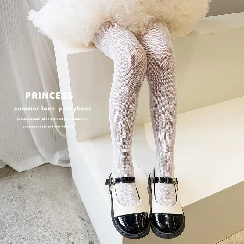 1 Piece Summer Cute Kids Tight for Girl Korean Fashion Lace Bow Pantyhose Thin Fishnet Mesh Legging Stocking Sock School Sock