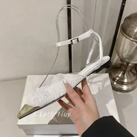 Nouvelles sandales à talons hauts pour femmes, sexy, à blocs de couleur, en dentelle, à bout pointu, sandales d'été, chaussures de soirée, escarpins 6