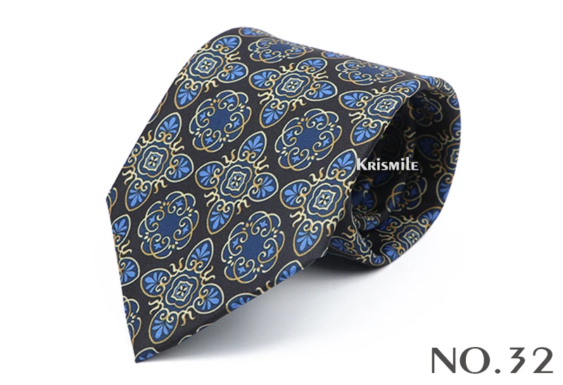 9cm Braun Blau Männer Krawatte Vintage Floral Geometrie Druck Krawatte Mens Hochzeit Business-Meeting Anzug Hemd Täglichen Tragen Zubehör – Detail 34