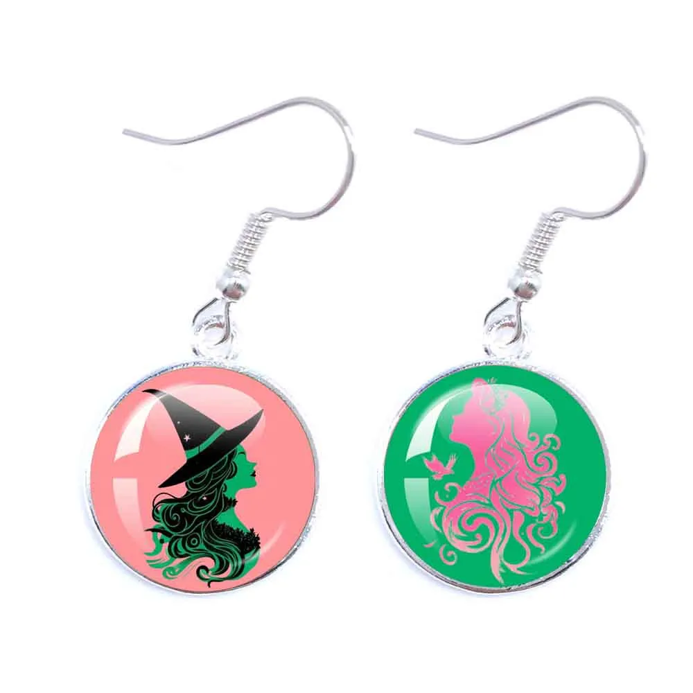 Classic Musical Movie Magic Wicked Witch Glass Glass Cabochon Earrings Drop Earring For Women Girls Cosplay Jewelry Accessories 5