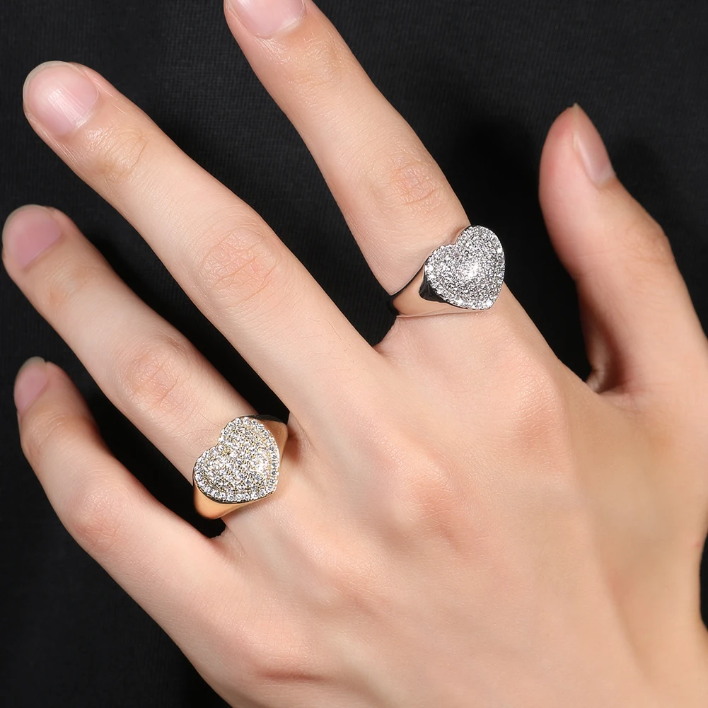 Finger Rings Jewelry Rings Ring Jewelry Cubic Zircon Ring UWIN Heart Rings Rose Gold Color Cubic Zircon AAA Rings Hiphop Jewelry Gift