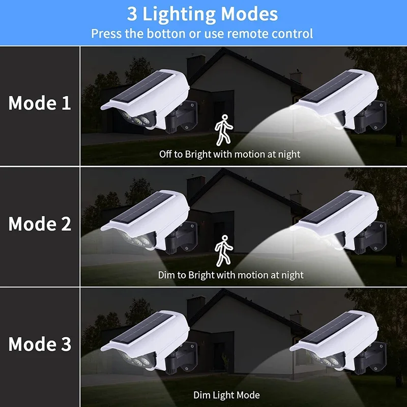 77LED Solar Light Simulation Security Dummy Camera Motion Sensor Outdoor Night Light IP65 Waterproof Lamp 3 Mode For Home Garden 2