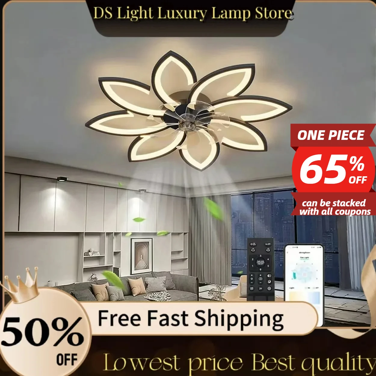 New LED Modest Ceiling Pendant Lamps with Remot Control Living Dining Room Bedrooms Home Decor Hanging Fan Lighting Fixtures