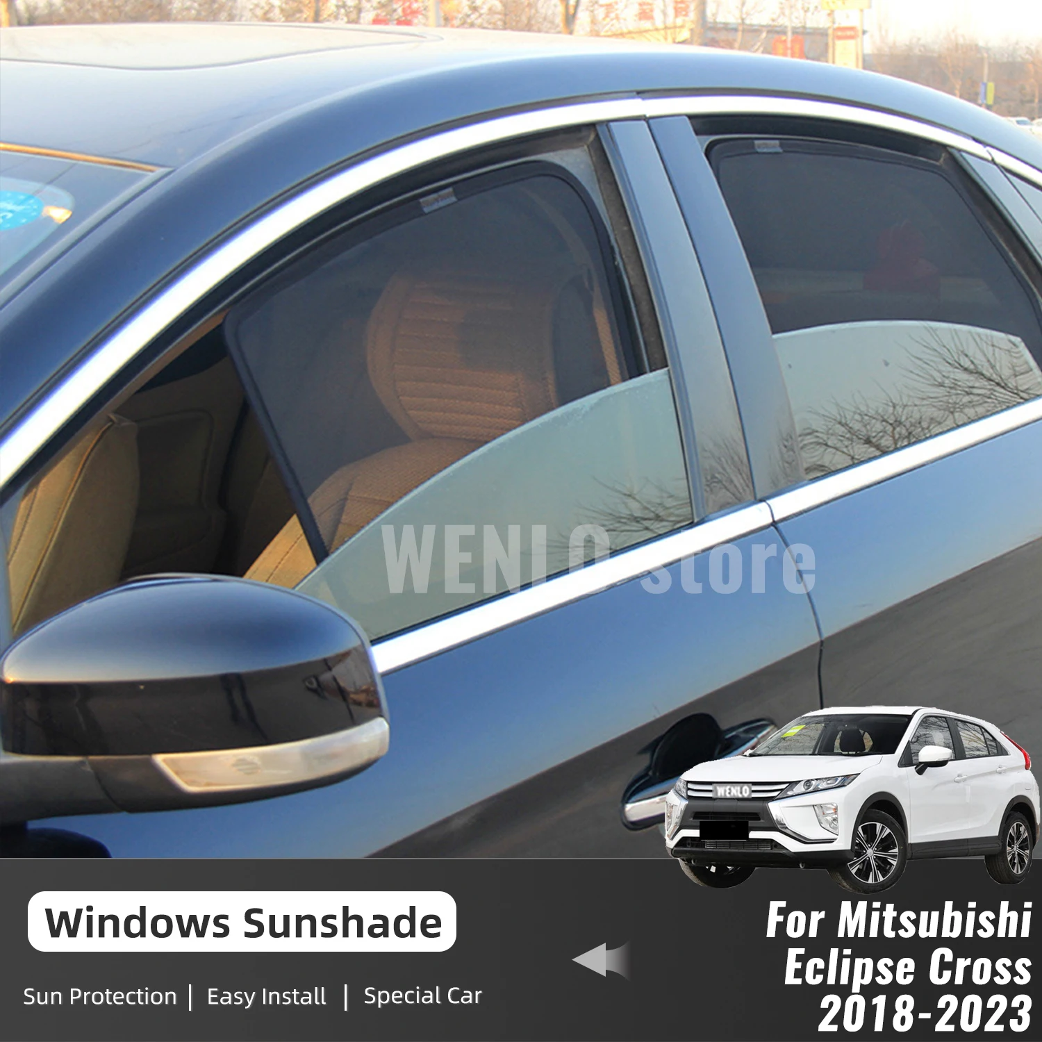 

For Mitsubishi Eclipse Cross 2018-2023 Car Sunshade Magnetic Front Windshield Frame Curtain Rear Side Window Sun Shades Visor