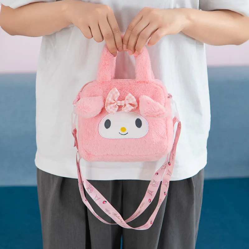 

Sanrio Cinnamoroll Plush Handbag Kuromi My Melody Anime Cartoon Kawaii Cute Student Doll Crossbody Bag Phone Storage Gifts Girls
