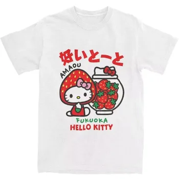 Hello Kitty Strawberry Pattern Women's Printed T-shirt Cartoon Style Modern Multi Functional Leisure Street Y2K Women's T-shirt 1