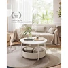 Coffee Table with Storage, Round Center Table for Living Room with Fabric Basket, Modern Style, Metal Frame, Matte White 3