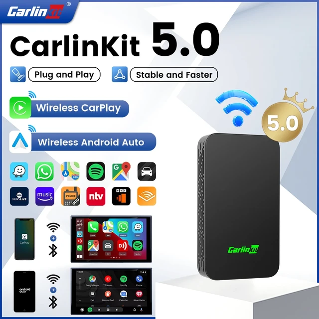 2023 CarlinKit 5.0 2air CarPlay Android Auto Wireless Adapter Portable  Dongle for Car Radio with Wired CarPlay/Android Auto