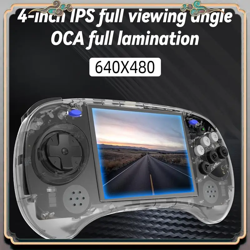 A46M-RG ARC-S Handheld Game Console 128G 4Inch IPS Linux OS Six Button Design Retro Video Players Support Wired Handle