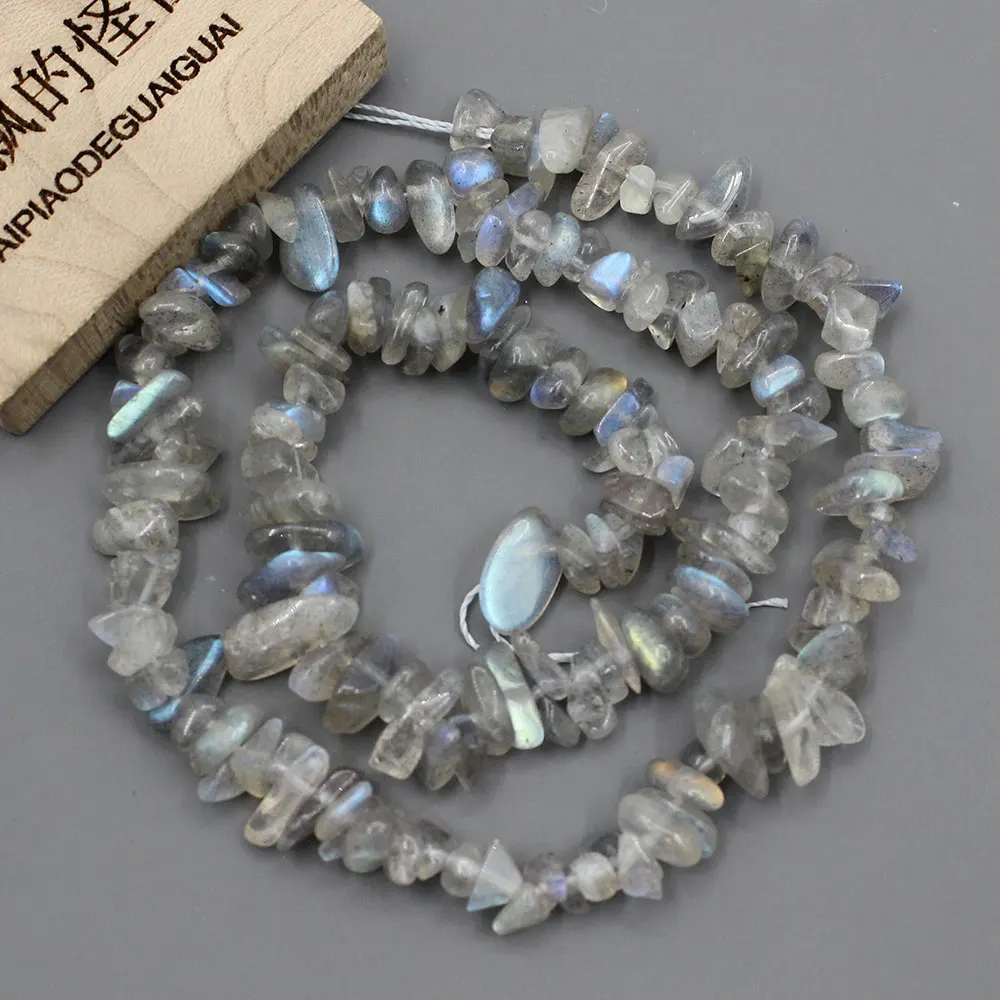 5x6mm Natural Gray Labradorite Freeform Nuggets Gemstone Long Chips Strand Jewelry Making DIY