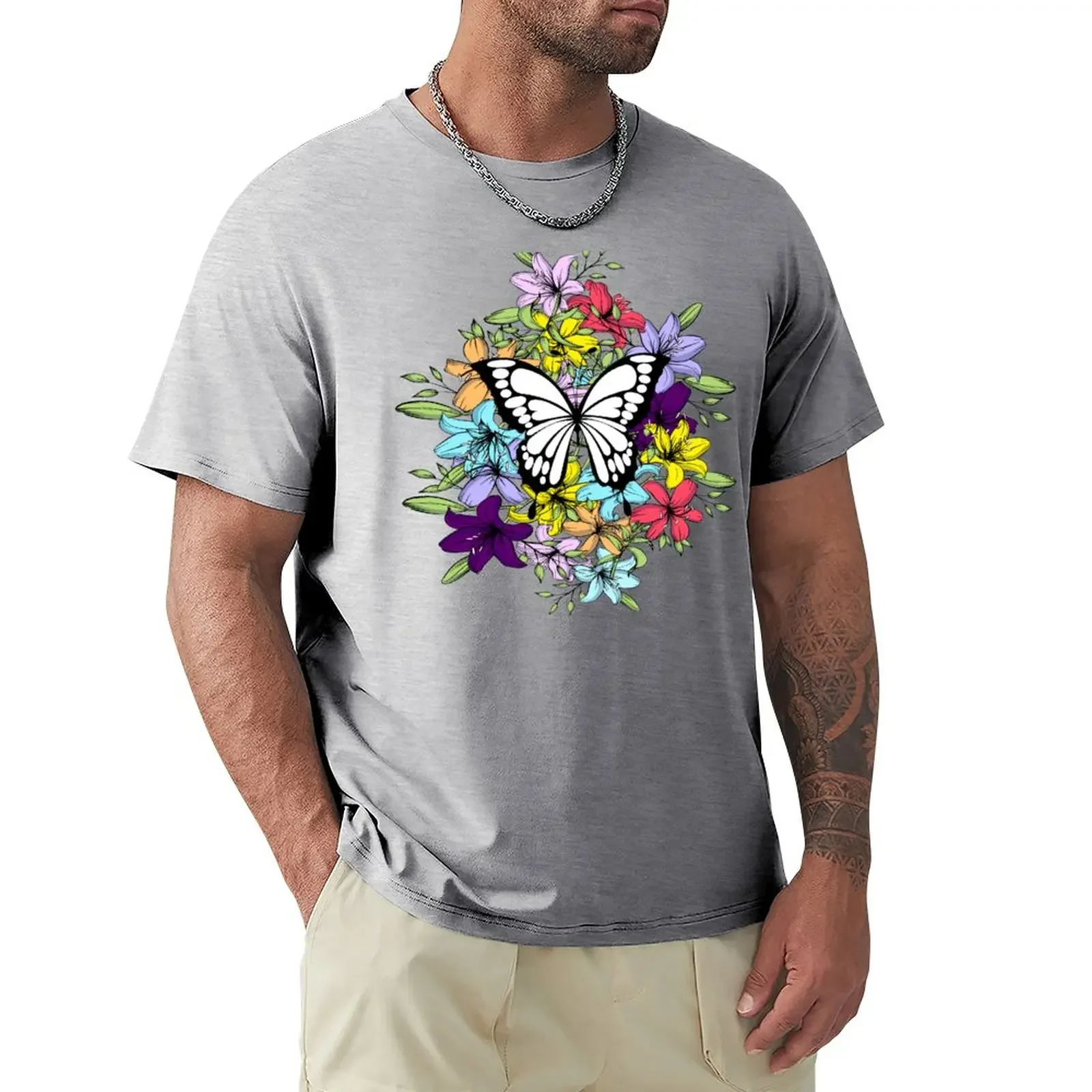 

Butterfly in Flowers T-Shirt cute clothes boys animal print T-shirt men