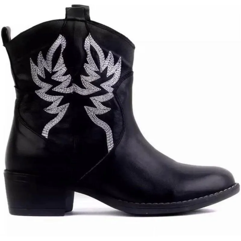 2023Winter Classic Shoes for Female Slip-on Women's Ankle Boots Square Heel Low Heel Casual Women's Shoes Plus Size Ladies Boots